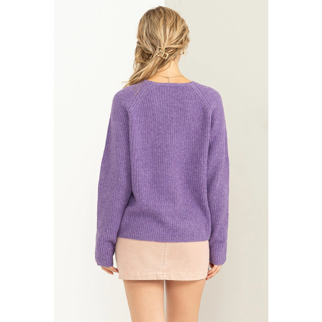 Cozy Destination Ribbed Sweater- Wisteria