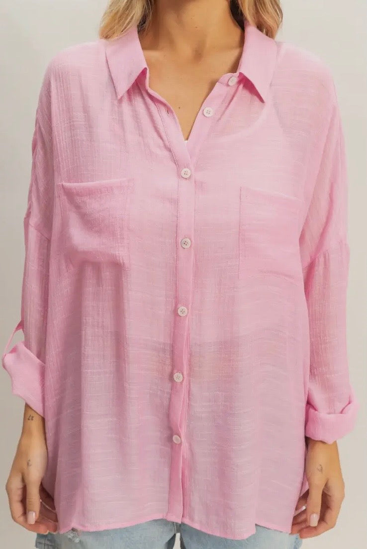 Olivia Button-Down Blouse Pink