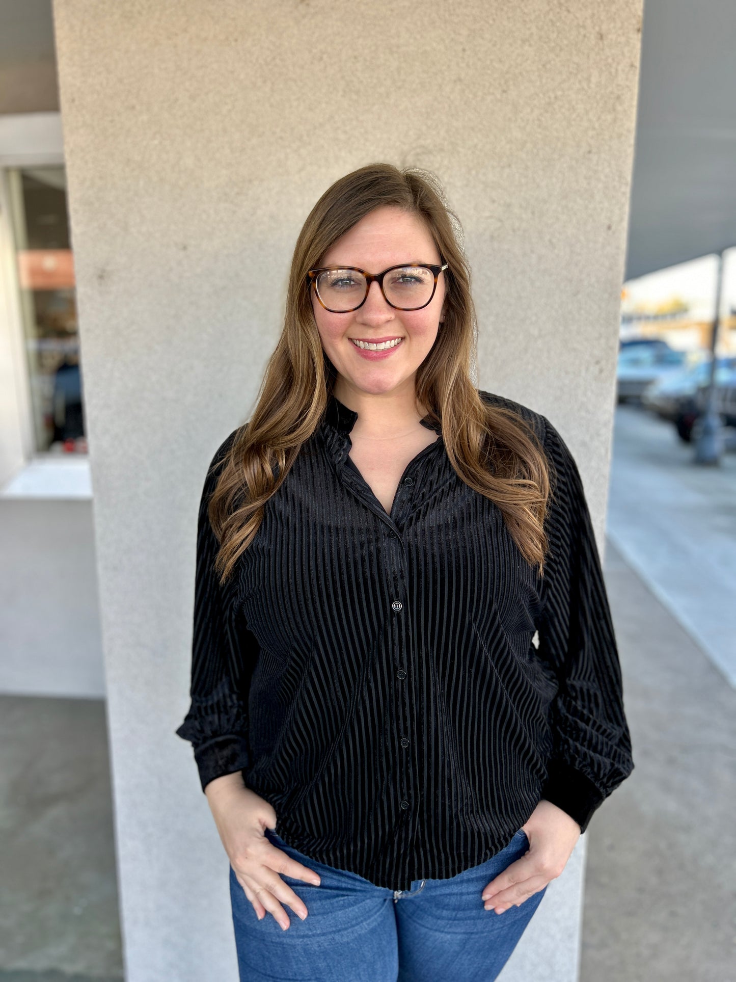 Velvet Dreams Blouse- Black