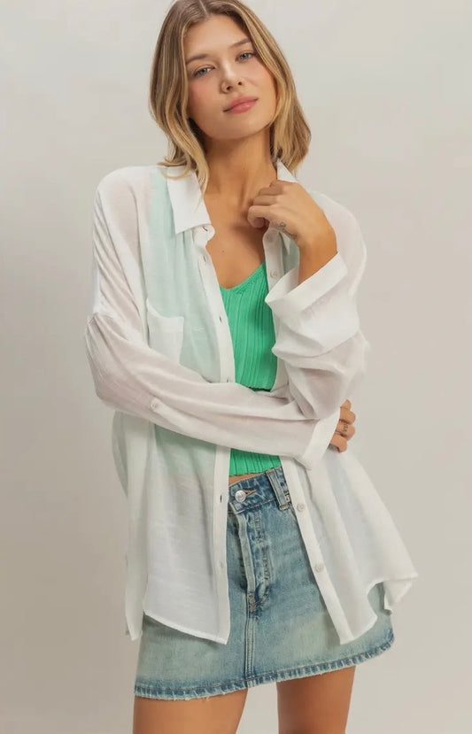 Olivia Button-Down Blouse White