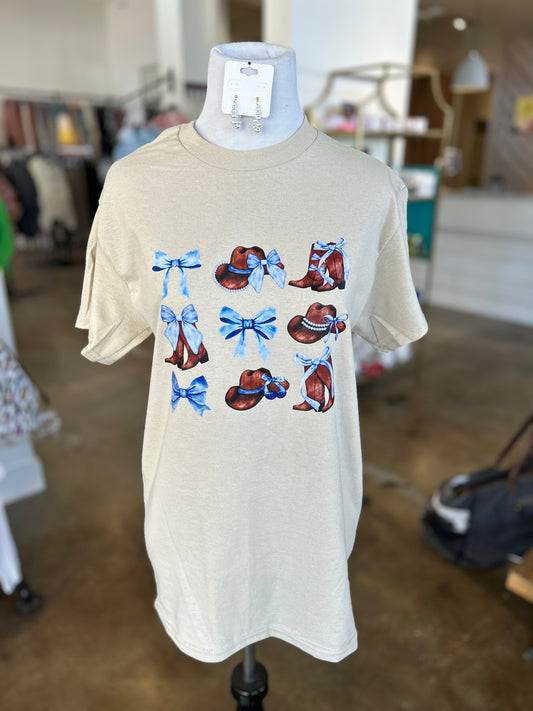 Cowgirl Bow Graphic Tee- BL