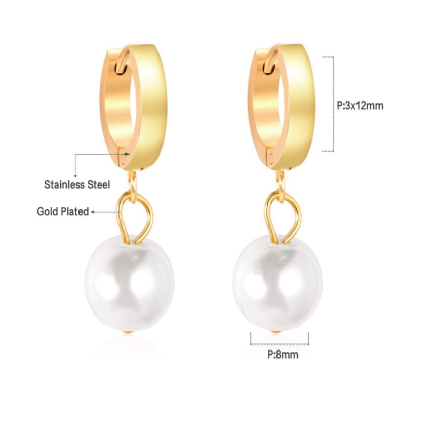 Pearl Gold Hoop Earrings