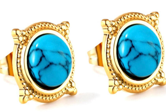Turquoise Studs- Gold