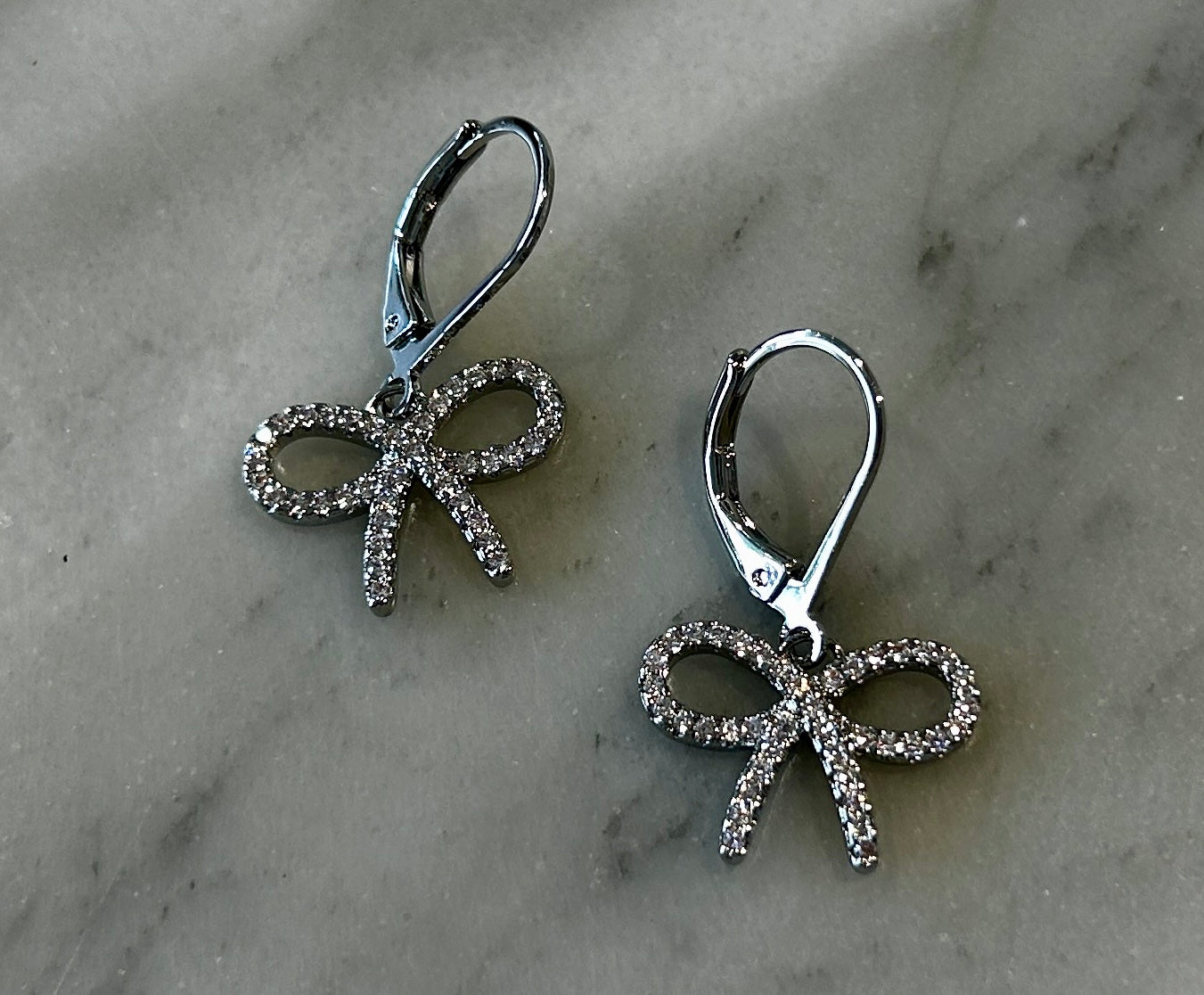 Sparkle Bow Earrings- Silver