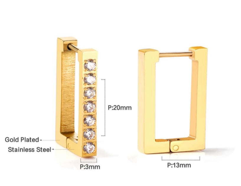 Rectangle Gold Earrings