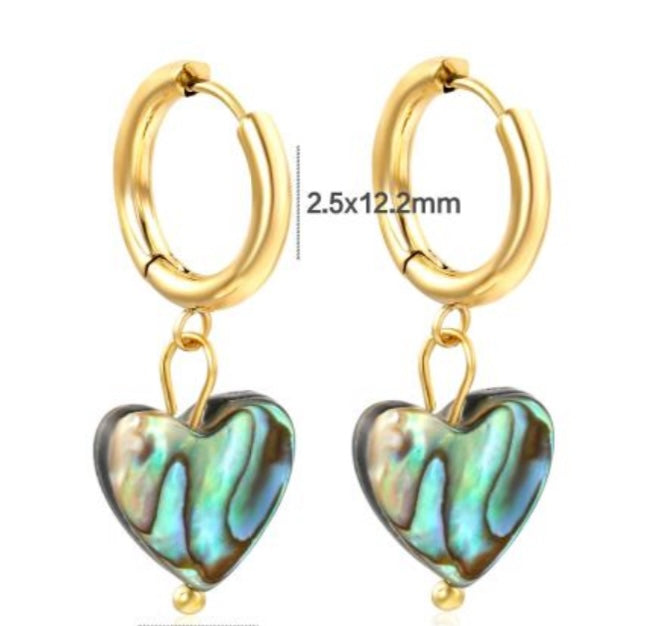 Abalone Heart Earrings