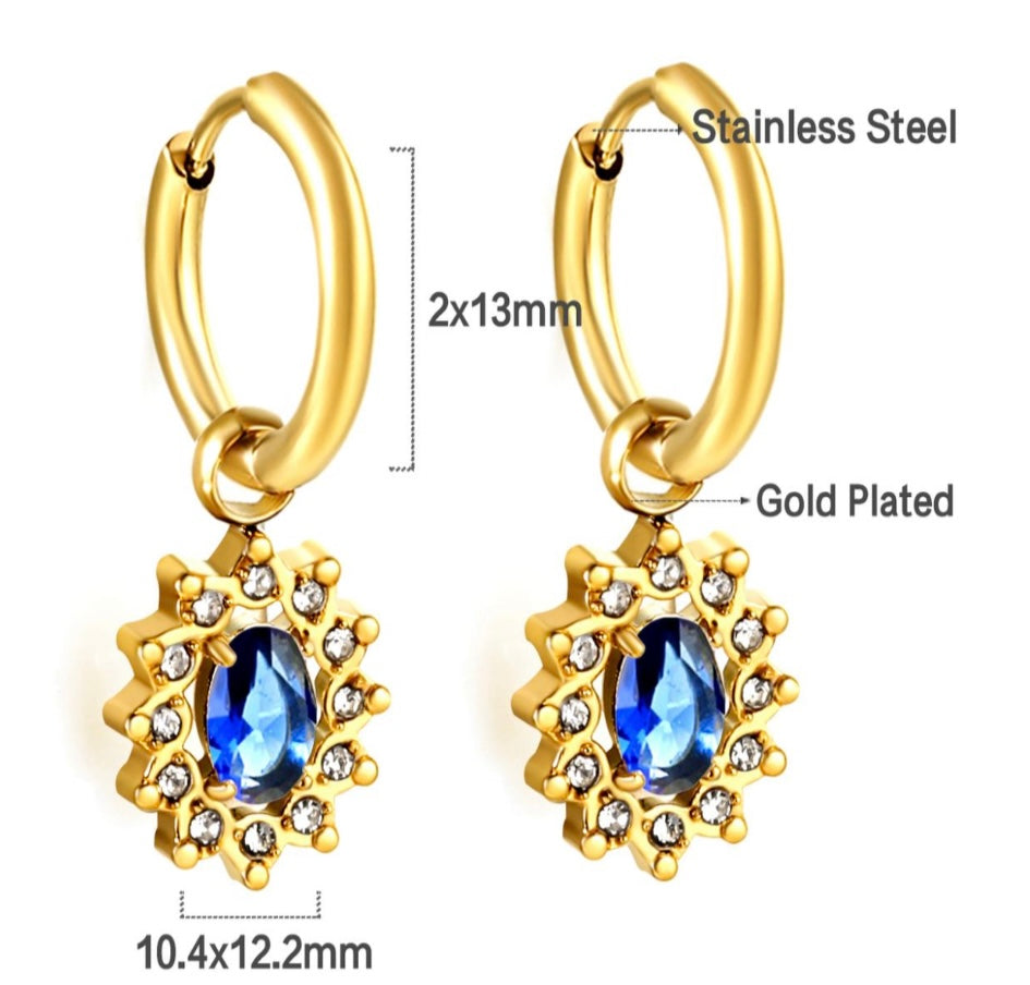 Sapphire Drop Earrings- Gold