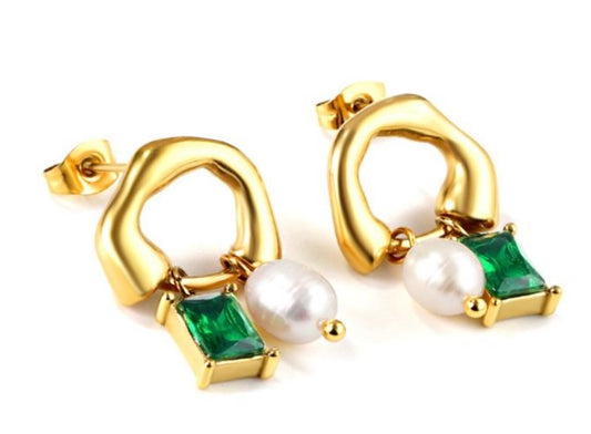 Emerald Circle Earrings