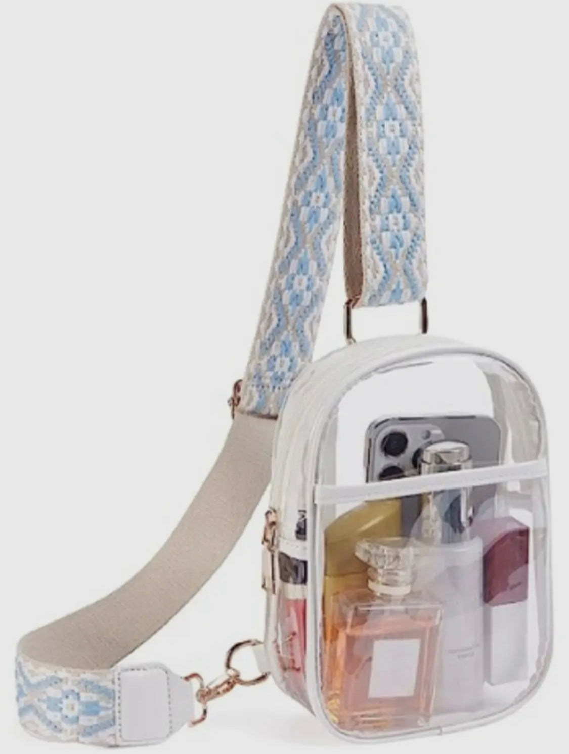 Jacquard Clear Shoulder Bag in White