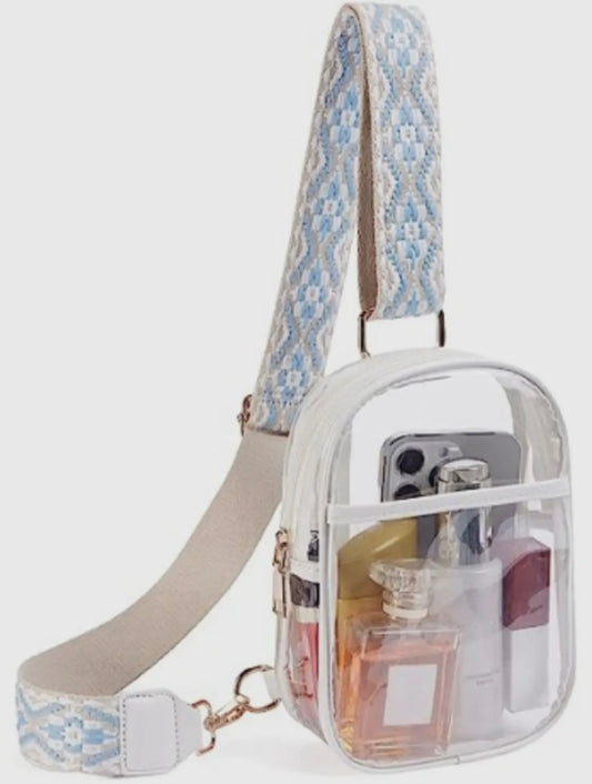 Jacquard Clear Shoulder Bag in White