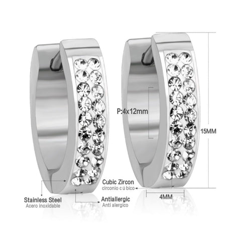 Diamond Love Hoops- Silver