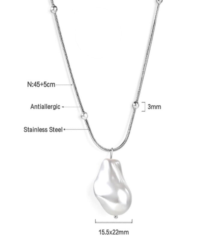 Pearl Necklace- Silver