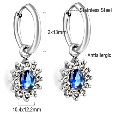 Sapphire Drop Earrings- Silver