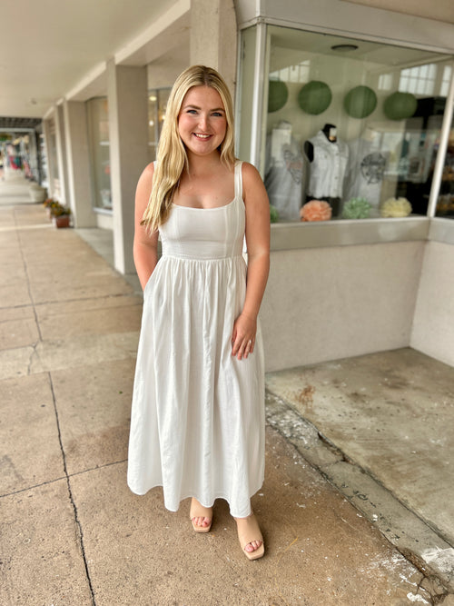 Sweet Escape Midi Dress- White