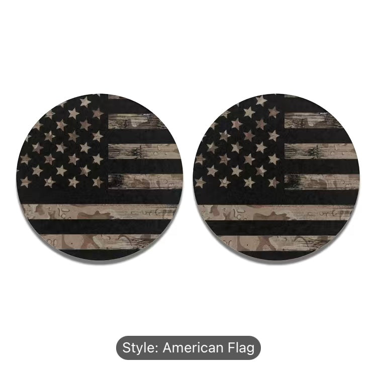 2PC- Vintage American Flag Car Cup Holder Coasters