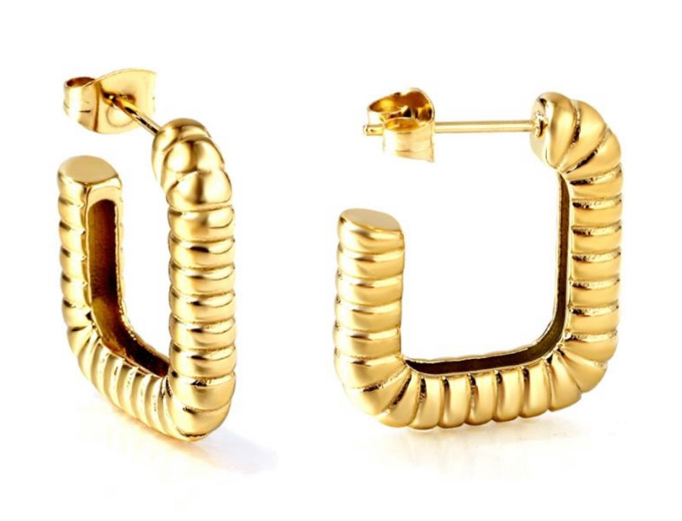 Squared Gold Hoops