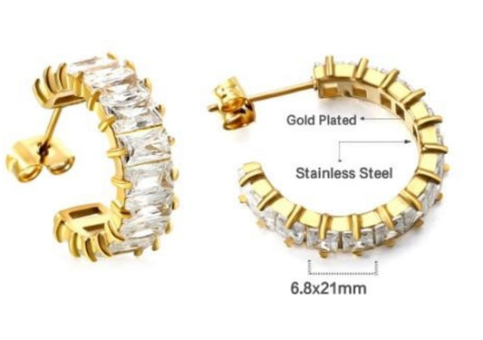 Gold Diamond Hoops