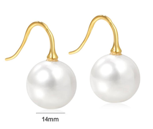 Lg Pearl Drop Earrings- Gd