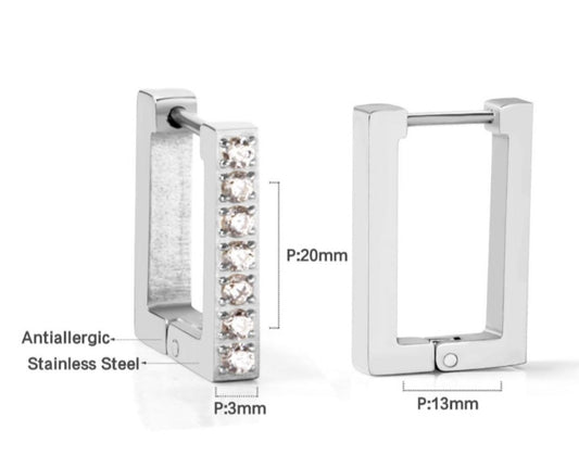 Rectangle Silver Earrings