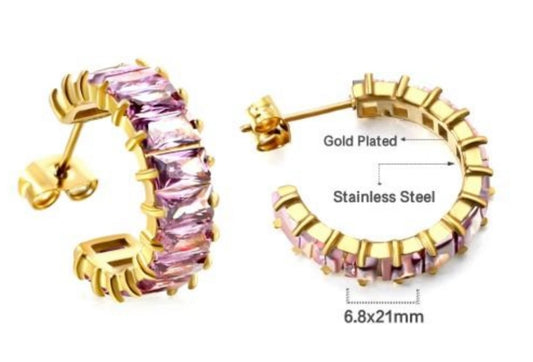 Purple Diamond Hoops- Gl