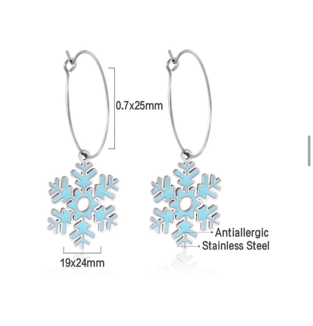 Snowflake Silver Hoops