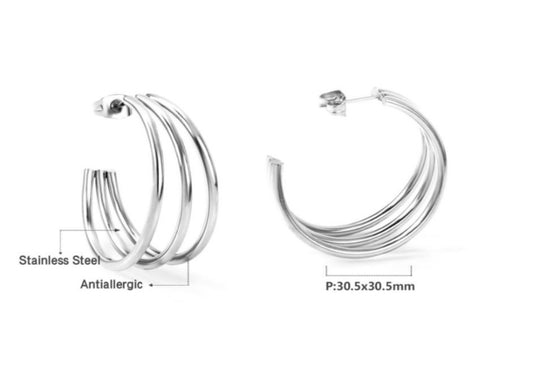 Triple Hoops- Silver