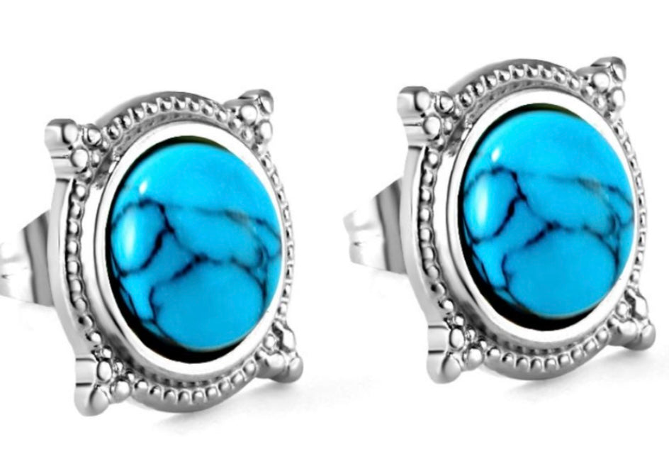 Turquoise Studs- Silver