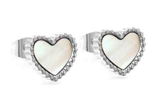 Silver Heart Studs