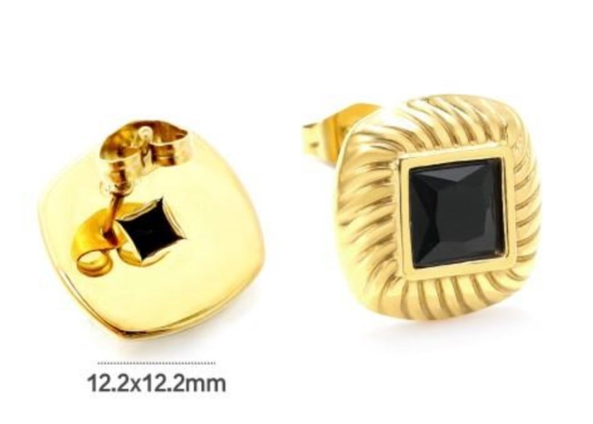 Black Square Earrings