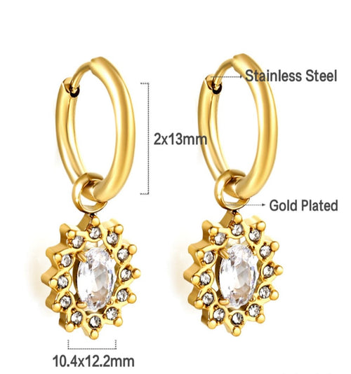 Diamond Drop Earrings- Gold
