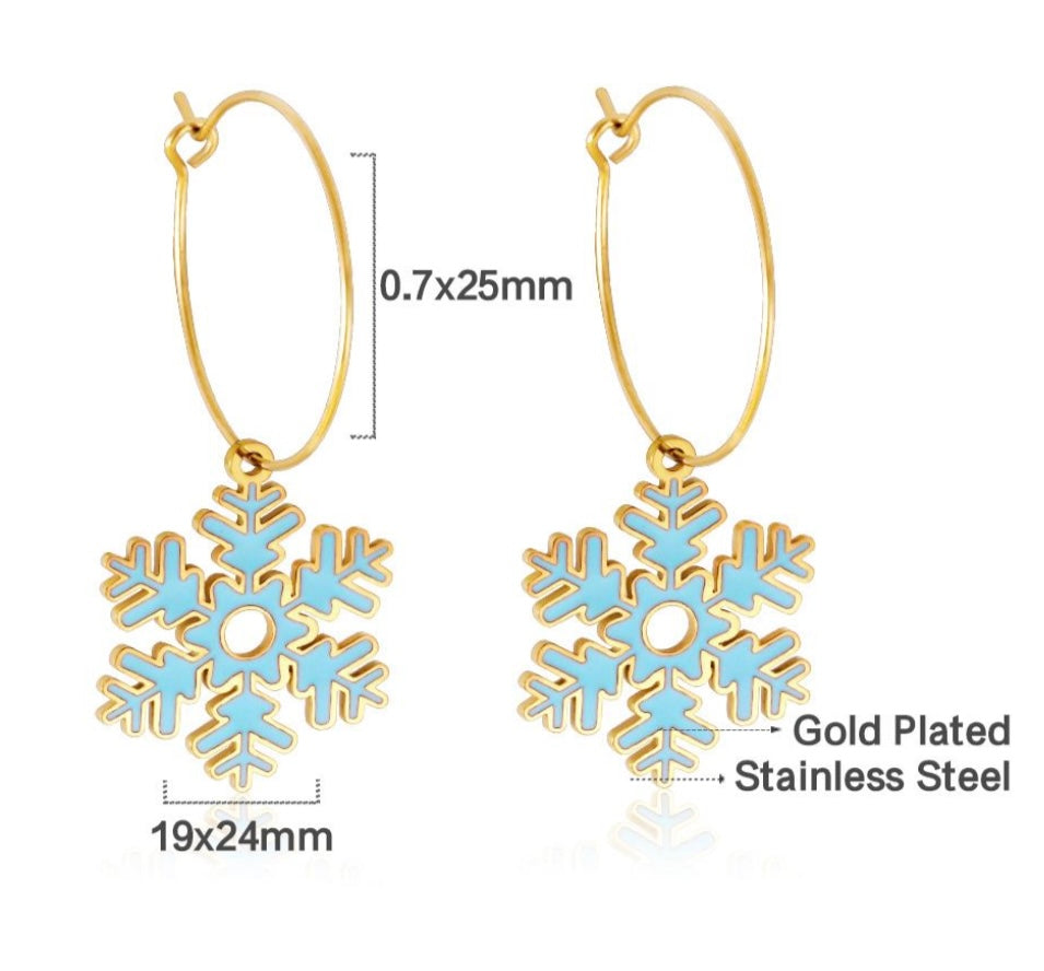 Snowflake Gold Hoops