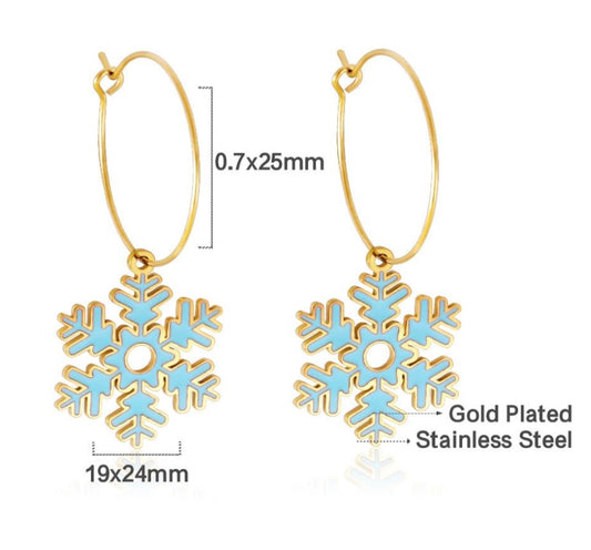 Snowflake Gold Hoops