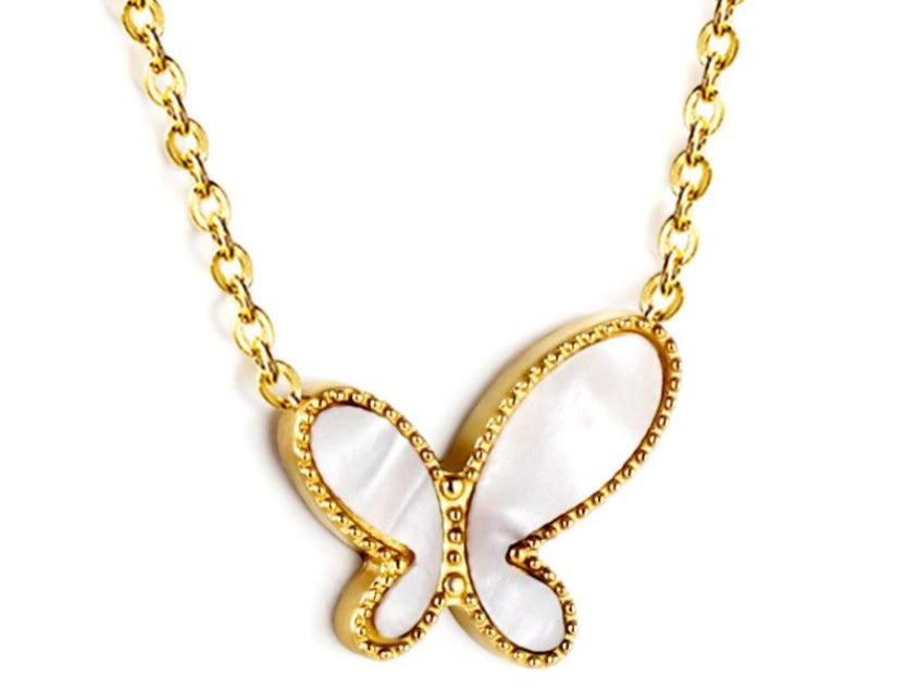 White Butterfly Necklace