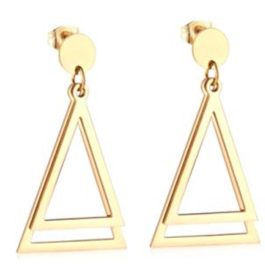 Triangle Dangle Earrings- Gold