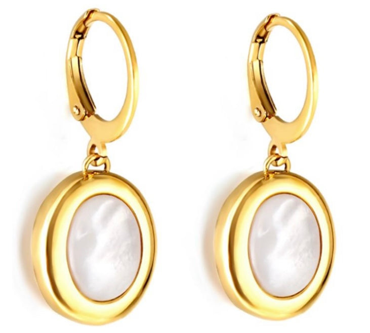 Opal Drop Hoop Earrings
