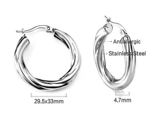 Twisty Silver Hoop