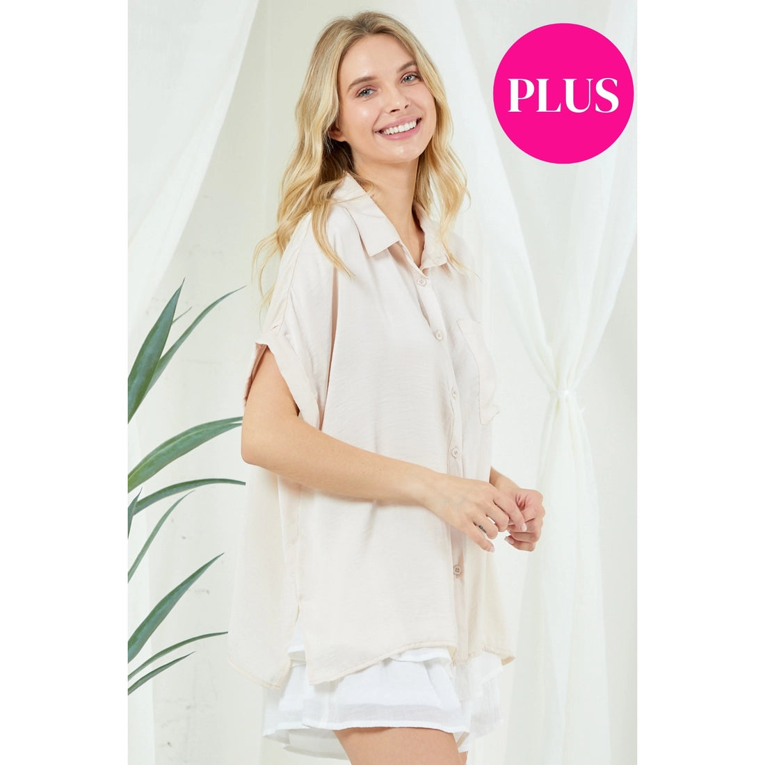 Happy Always Button Down Blouse