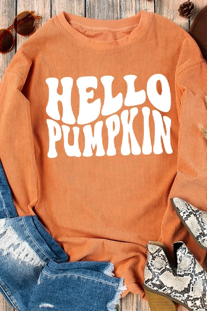 Hello Pumpkin Ribbed Sweatshirt