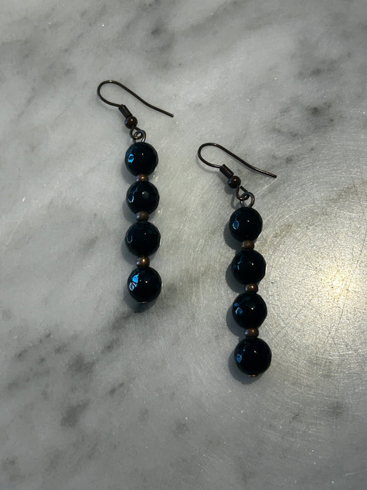 Black Beaded Earrings