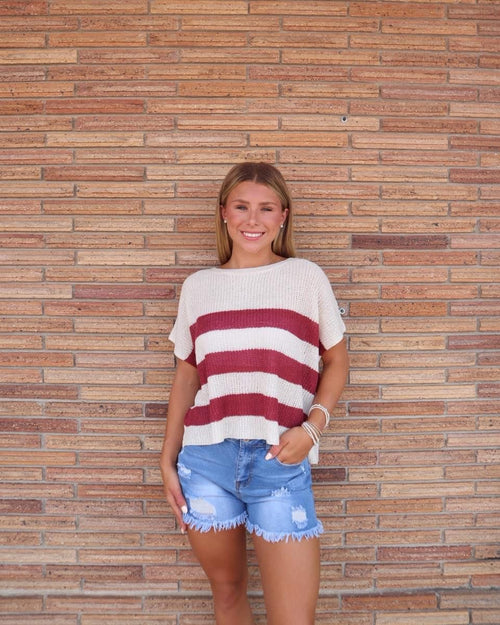 Seaside Stripe Knit Top- Sienna