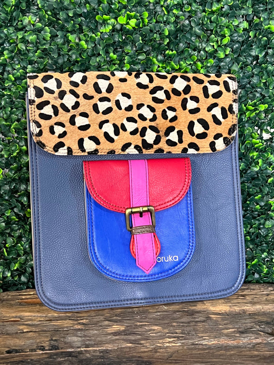 Remi Blue Leather Backpack