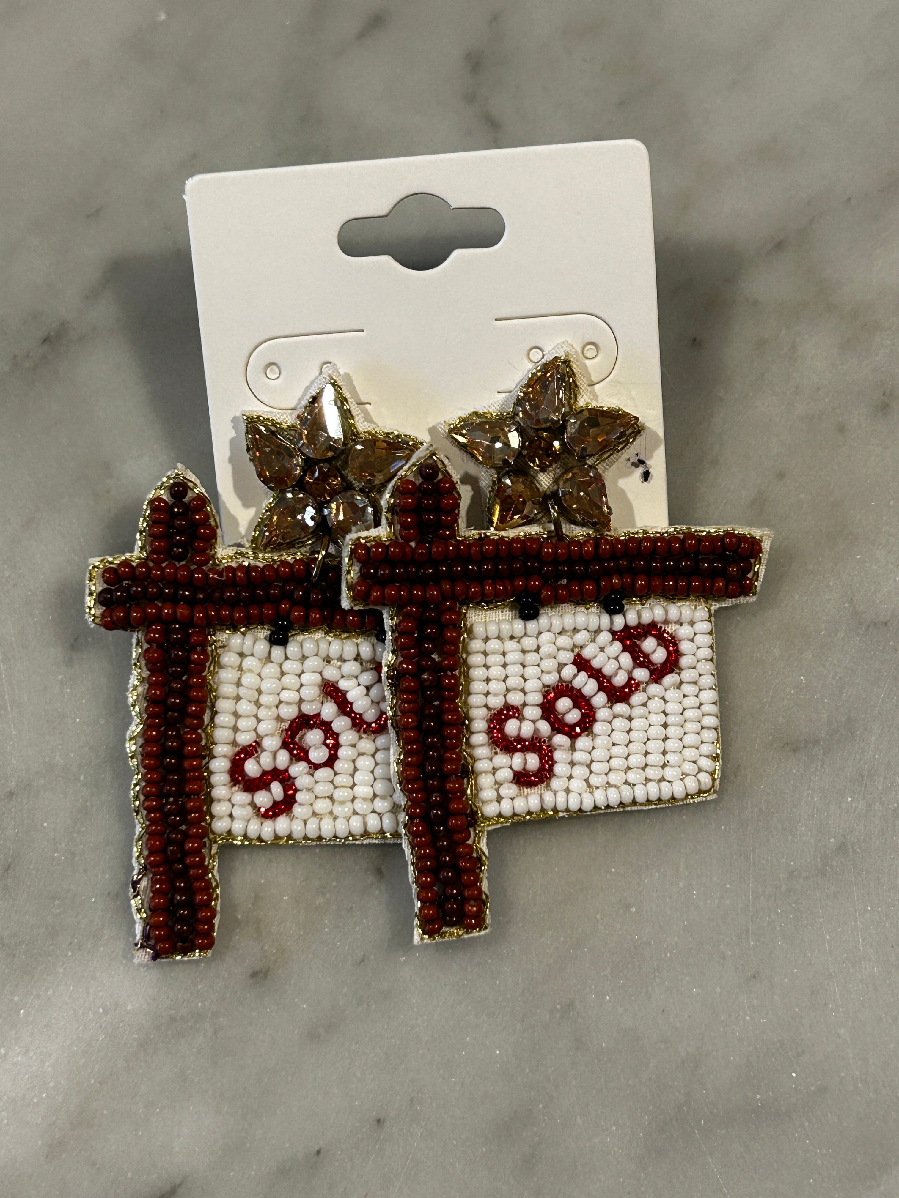Sold House Sign Beaded Earrings