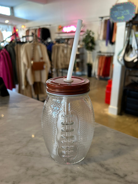 Football Mason Jar Cup