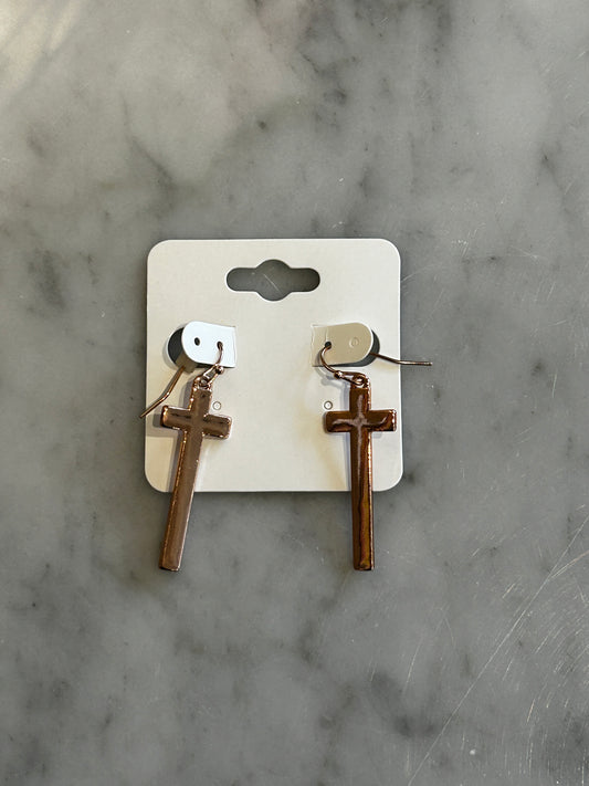 Gold Cross Earrings