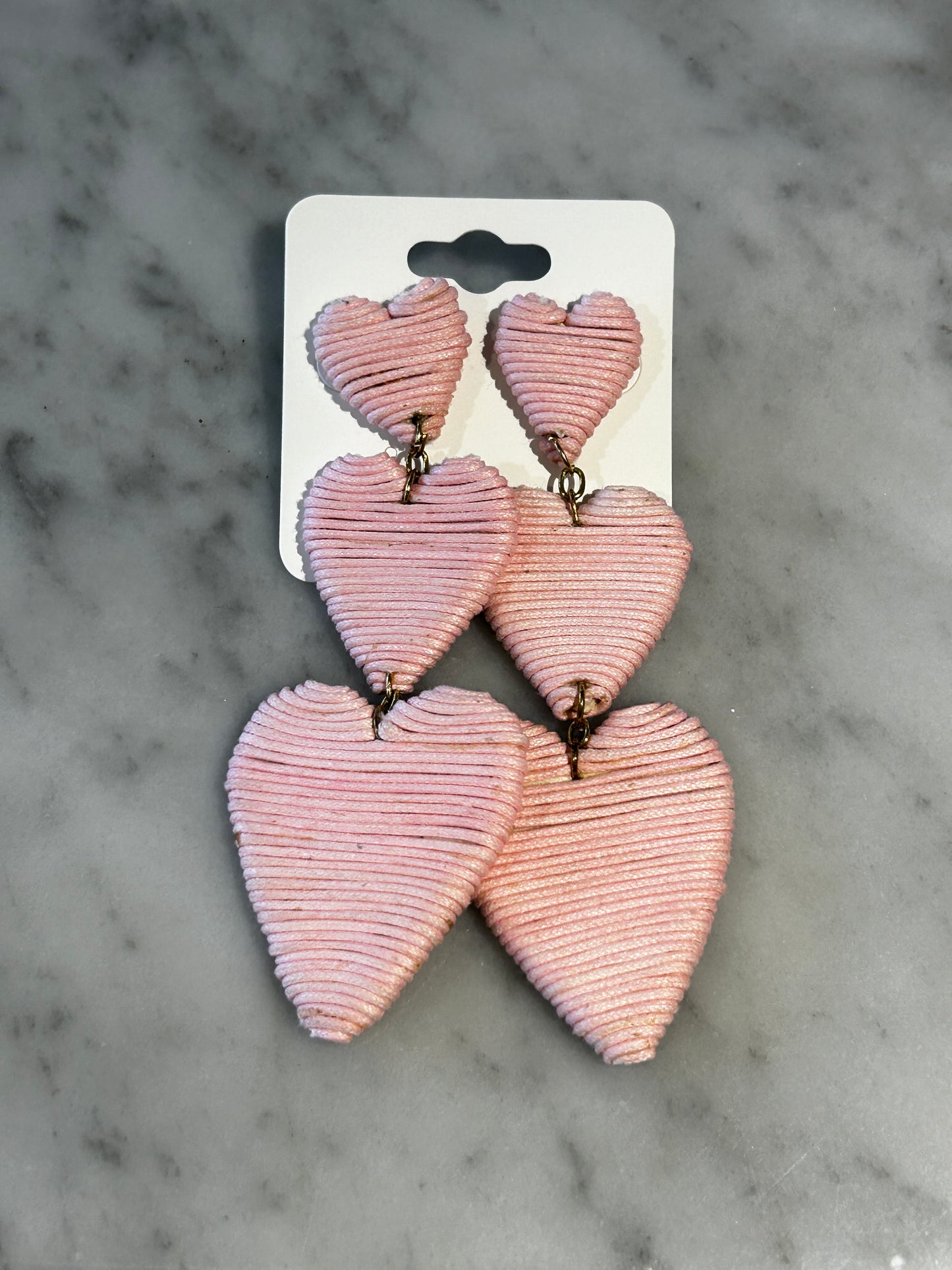 Triple Pk Heart Earrings