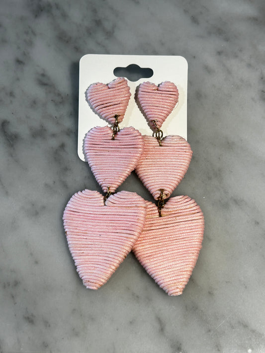 Triple Pk Heart Earrings