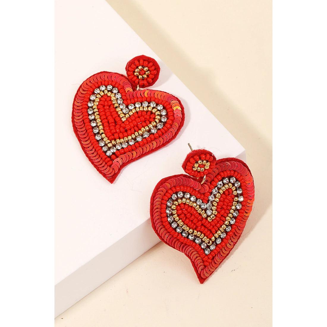 Heart Beaded Dangle Earrings