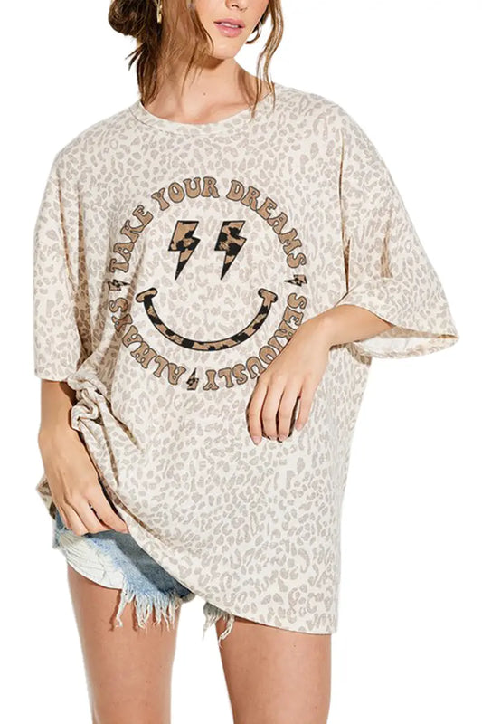 Leopard Smiley Face Tee