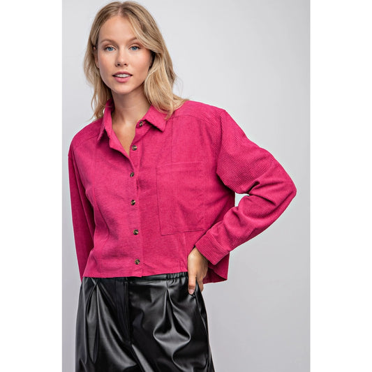 Love For Corduroy Cropped Top- Magenta