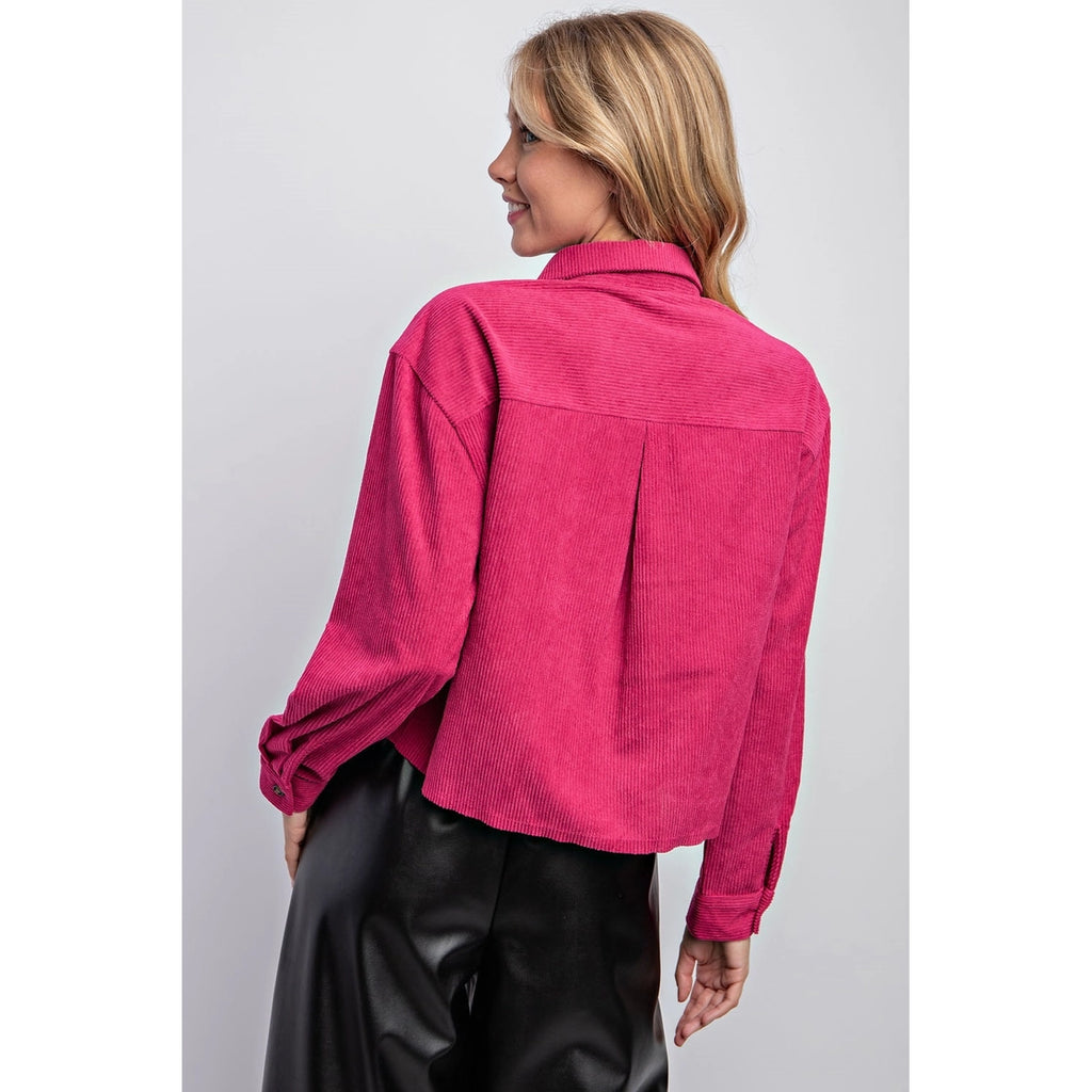 Love For Corduroy Cropped Top- Magenta